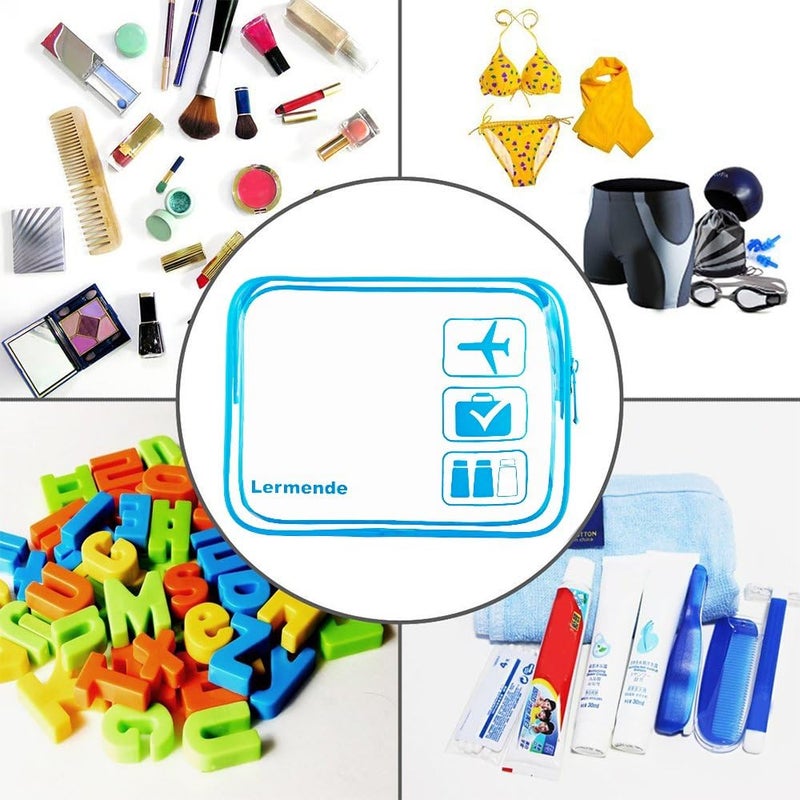 Lermende 2pcs Clear Toiletry Bag TSA Approved Travel Bag,Carry On for Travel,Airport Airline Accessories Compliant Bag,Quart Sized Makeup Cosmetic bag Women Men (Blue, 2 Pack) - Image 5